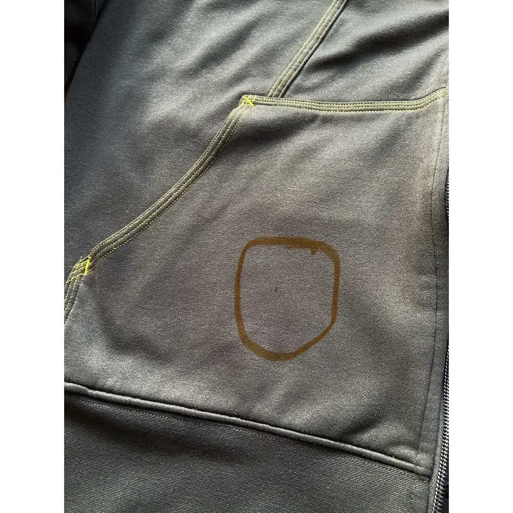 The NORTH FACE Gray/Yellow Full Zip Hooded Fleece Lined Sweatshirt sz M